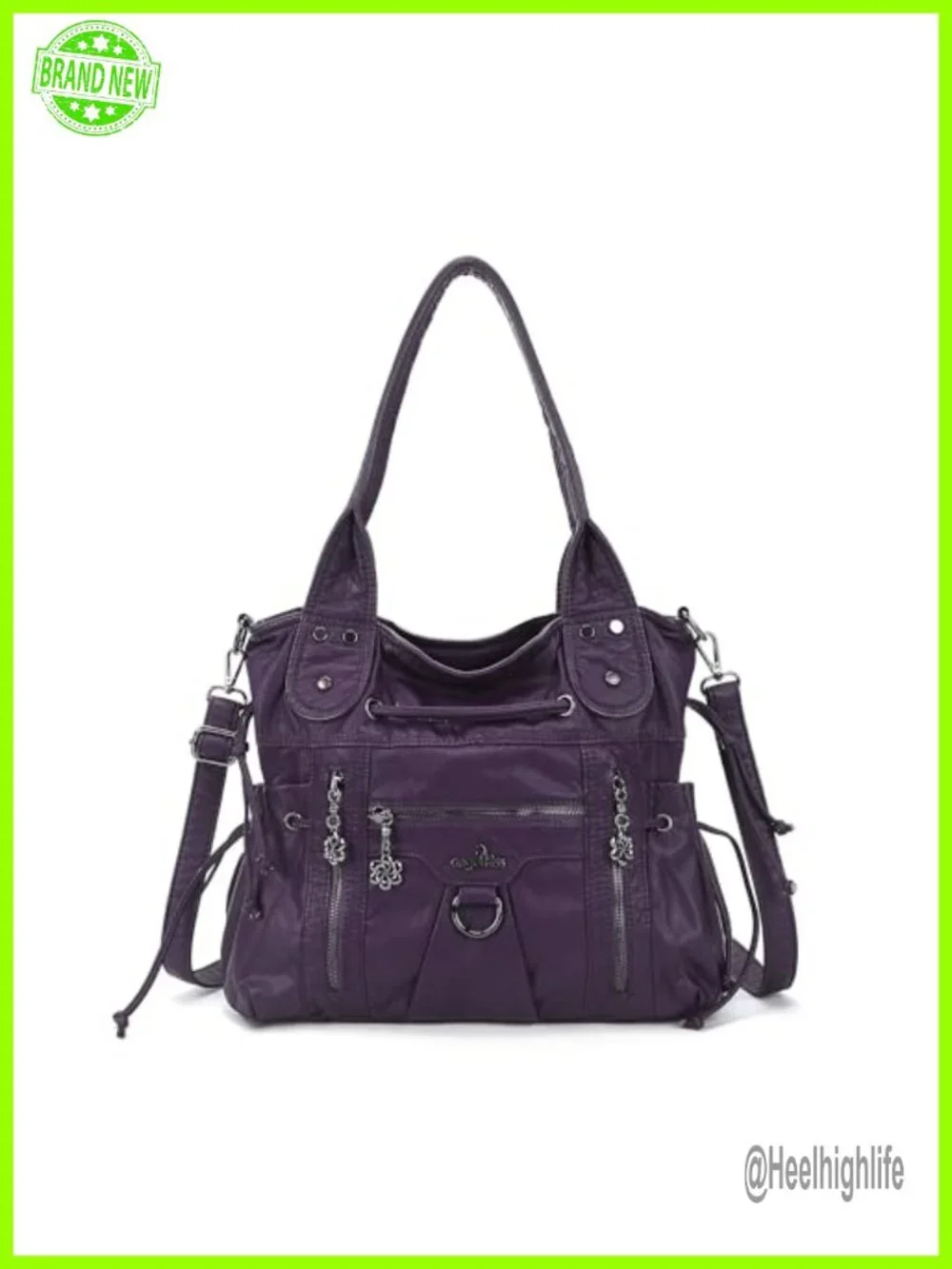 PU Leather Hobo Bag with Tassel Large Shoulder Tote Crossbody